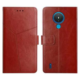 For Nokia 1.4 Y Stitching Horizontal Flip Leather Phone Case(Brown)