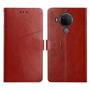 For Nokia 5.4 Y Stitching Horizontal Flip Leather Phone Case(Brown)