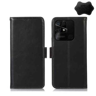 For Xiaomi Redmi 10C / 10 India Crazy Horse Top Layer Cowhide Leather Phone Case(Black)