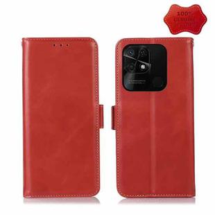 For Xiaomi Redmi 10C / 10 India Crazy Horse Top Layer Cowhide Leather Phone Case(Red)