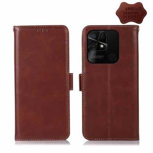 For Xiaomi Redmi 10C / 10 India Crazy Horse Top Layer Cowhide Leather Phone Case(Brown)