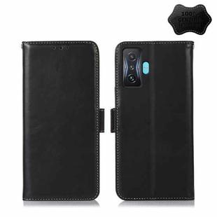 For Xiaomi Redmi K50 Gaming Crazy Horse Top Layer Cowhide Leather Phone Case(Black)