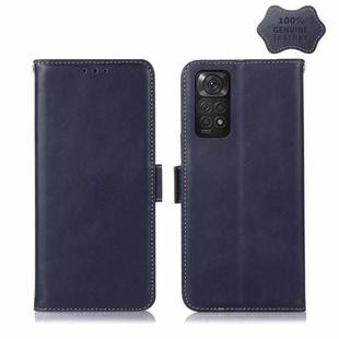 For Xiaomi Redmi Note 11 4G/11S 4G Global Crazy Horse Top Layer Cowhide Leather Phone Case(Blue)