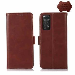 For Xiaomi Redmi Note 11 4G/11S 4G Global Crazy Horse Top Layer Cowhide Leather Phone Case(Brown)
