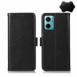 For Xiaomi Redmi Note 11E / 10 5G Crazy Horse Top Layer Cowhide Leather Phone Case(Black)
