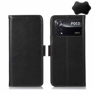 For Xiaomi Poco X4 Pro 5G Crazy Horse Top Layer Cowhide Leather Phone Case(Black)