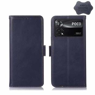 For Xiaomi Poco X4 Pro 5G Crazy Horse Top Layer Cowhide Leather Phone Case(Blue)