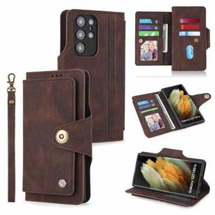 For Samsung Galaxy S22 5G POLA 9 Card-slot Oil Side Leather Phone Case(Brown)