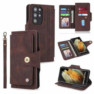 For Samsung Galaxy S22+ 5G POLA 9 Card-slot Oil Side Leather Phone Case(Brown)