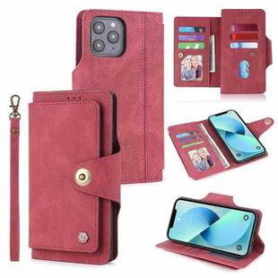 For iPhone 13 POLA 9 Card-slot Oil Side Leather Phone Case(Red)