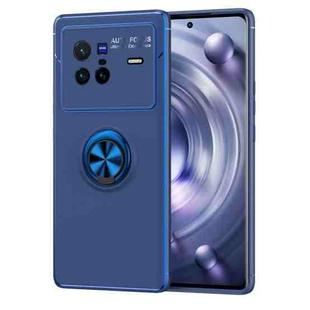 For vivo X80 Metal Ring Holder 360 Degree Rotating TPU Phone Case(Blue)
