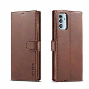For Samsung Galaxy M23 5G/F23 5G LC.IMEEKE Calf Texture Leather Phone Case(Coffee)