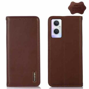 For OPPO A96 5G CN Version / Reno7 Z 5G KHAZNEH Nappa Top Layer Cowhide Leather Phone Case(Brown)