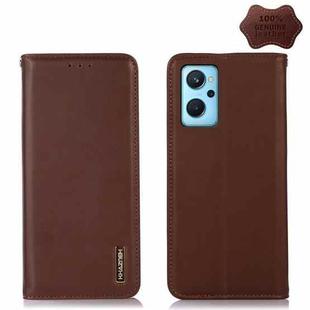 For OPPO Realme 9i/A36 4G/A76 4G/A96 4G KHAZNEH Nappa Top Layer Cowhide Leather Phone Case(Brown)