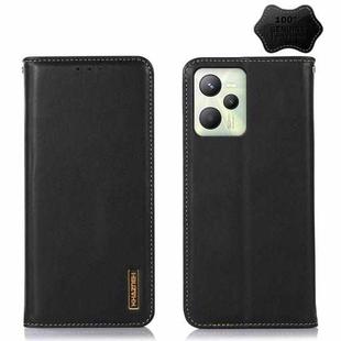 For OPPO Realme C35 4G KHAZNEH Nappa Top Layer Cowhide Leather Phone Case(Black)