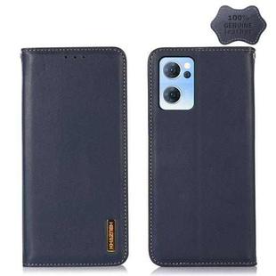 For OPPO Reno7 5G CN Version KHAZNEH Nappa Top Layer Cowhide Leather Phone Case(Blue)