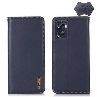 For OPPO Reno7 SE 5G KHAZNEH Nappa Top Layer Cowhide Leather Phone Case(Blue)