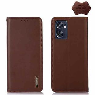 For OPPO Reno7 SE 5G KHAZNEH Nappa Top Layer Cowhide Leather Phone Case(Brown)