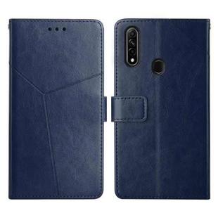 For OPPO A8 / A31 Y Stitching Horizontal Flip Leather Phone Case(Blue)