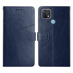 For OPPO A15 / A15s Y Stitching Horizontal Flip Leather Phone Case(Blue)