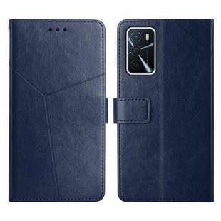 For OPPO A54 / A16 4G Y Stitching Horizontal Flip Leather Phone Case(Blue)