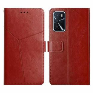 For OPPO A54 / A16 4G Y Stitching Horizontal Flip Leather Phone Case(Brown)