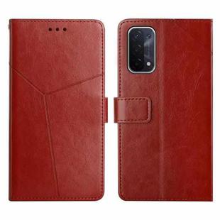 For OPPO A54 5g Y Stitching Horizontal Flip Leather Phone Case(Brown)
