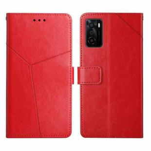 For OPPO A55S Japan Version Y Stitching Horizontal Flip Leather Phone Case(Red)