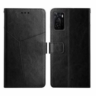 For OPPO A55S Japan Version Y Stitching Horizontal Flip Leather Phone Case(Black)