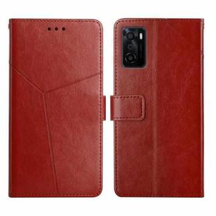 For OPPO A55S Japan Version Y Stitching Horizontal Flip Leather Phone Case(Brown)