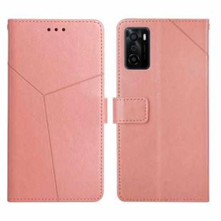 For OPPO A55S Japan Version Y Stitching Horizontal Flip Leather Phone Case(Rose Gold)