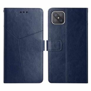 For OPPO A92s / Reno4 Z 5G Y Stitching Horizontal Flip Leather Phone Case(Blue)