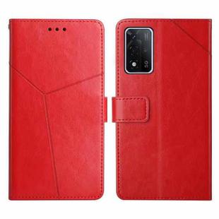 For OPPO A93S 5G Y Stitching Horizontal Flip Leather Phone Case(Red)