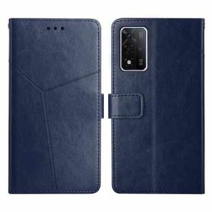 For OPPO A93S 5G Y Stitching Horizontal Flip Leather Phone Case(Blue)