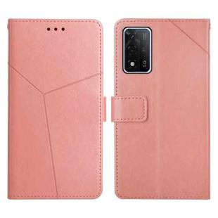 For OPPO A93S 5G Y Stitching Horizontal Flip Leather Phone Case(Rose Gold)