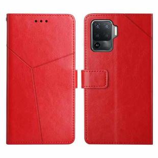 For OPPO A94 4G Y Stitching Horizontal Flip Leather Phone Case(Red)