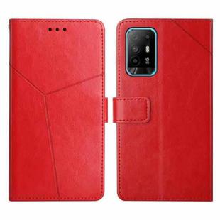 For OPPO A94 5G Y Stitching Horizontal Flip Leather Phone Case(Red)