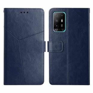 For OPPO A94 5G Y Stitching Horizontal Flip Leather Phone Case(Blue)