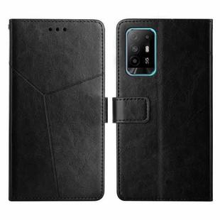 For OPPO A94 5G Y Stitching Horizontal Flip Leather Phone Case(Black)