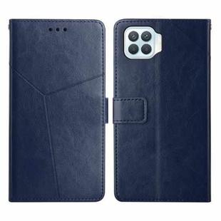 For OPPO F17 Y Stitching Horizontal Flip Leather Phone Case(Blue)