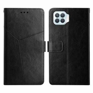 For OPPO F17 Y Stitching Horizontal Flip Leather Phone Case(Black)
