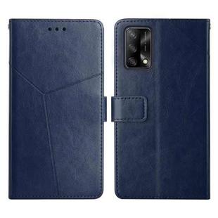 For OPPO A74 4G / F19 Y Stitching Horizontal Flip Leather Phone Case(Blue)