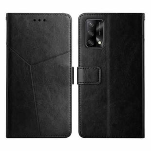 For OPPO A74 4G / F19 Y Stitching Horizontal Flip Leather Phone Case(Black)