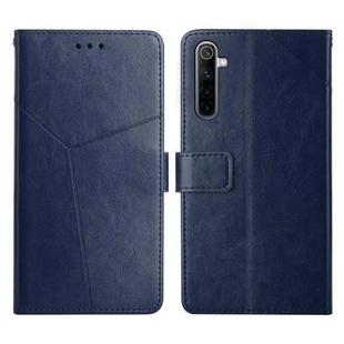 For OPPO Realme 6 Y Stitching Horizontal Flip Leather Phone Case(Blue)