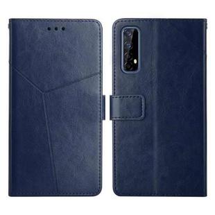 For OPPO Realme 7 4G Y Stitching Horizontal Flip Leather Phone Case(Blue)