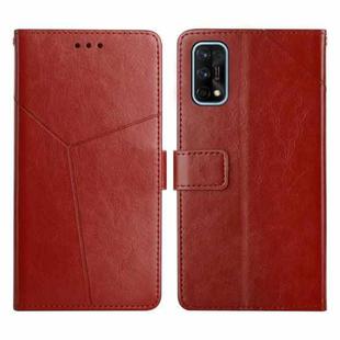 For OPPO Realme 7 Pro Y Stitching Horizontal Flip Leather Phone Case(Brown)