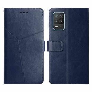 For OPPO Realme 8 5G Y Stitching Horizontal Flip Leather Phone Case(Blue)