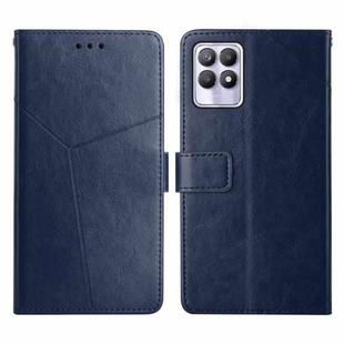 For OPPO Realme 8i Y Stitching Horizontal Flip Leather Phone Case(Blue)