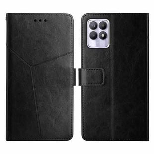 For OPPO Realme 8i Y Stitching Horizontal Flip Leather Phone Case(Black)