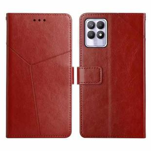 For OPPO Realme 8i Y Stitching Horizontal Flip Leather Phone Case(Brown)